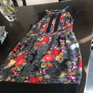 Black floral sexy dress with open sheer back